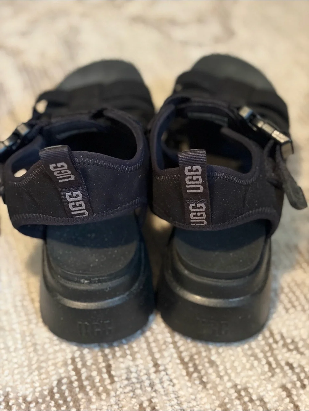 UGG Black Chunky Platform Strap Sandals